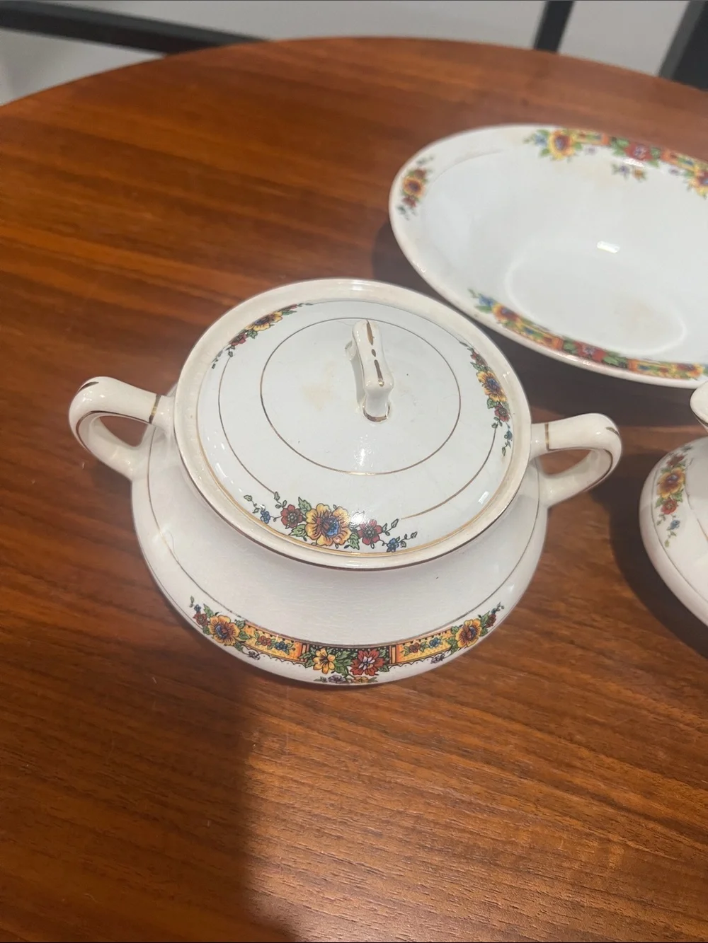 Illinois China Co. Porcelain Floral Pattern 3-Piece Set
